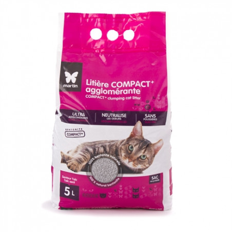 Litière agglomérante Compact + 5Kg pour chat